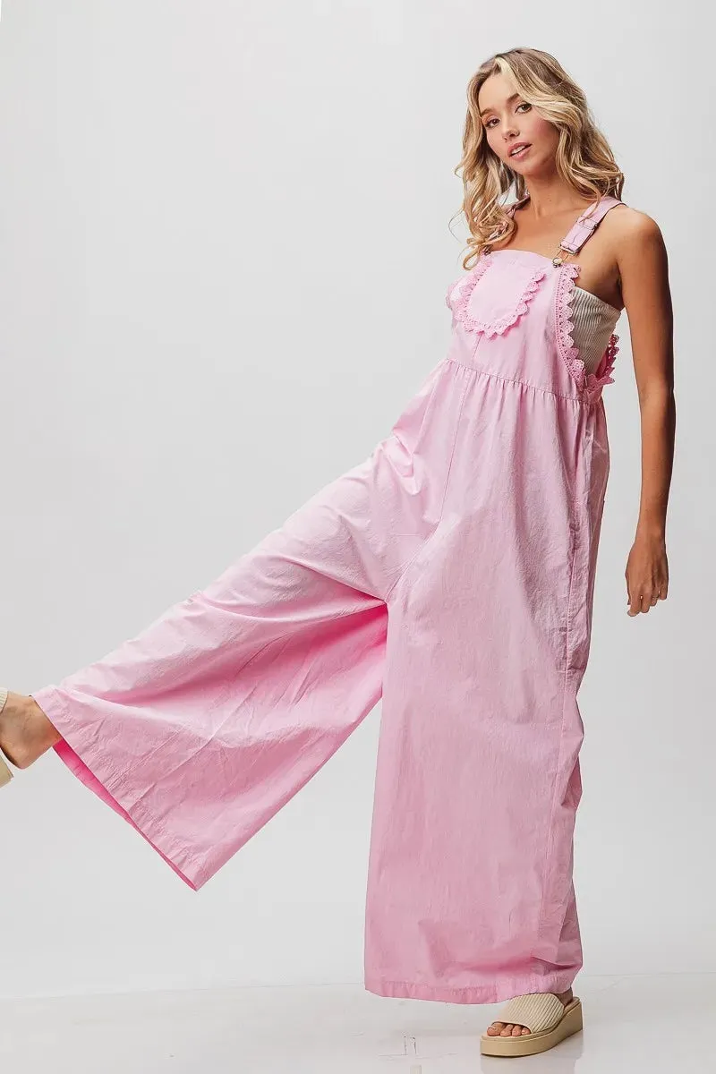 BiBi Lace Edge Detail Wide Leg Overall