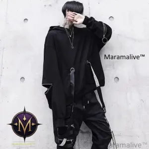 Black Men's Hoodies Goth Sweatshirt Hood Autumn Techwear Gothic Darkwear Hoodie Sweatshirts Streetwear Hip Hop Harajuku