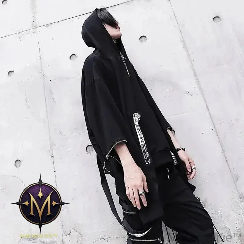 Black Men's Hoodies Goth Sweatshirt Hood Autumn Techwear Gothic Darkwear Hoodie Sweatshirts Streetwear Hip Hop Harajuku