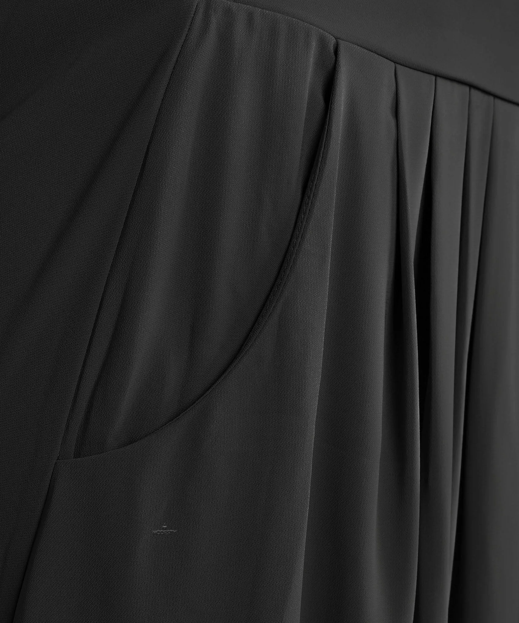 Black Pleated Chiffon Maxi Skirt