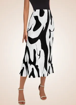 Black White Long Midi Skirt