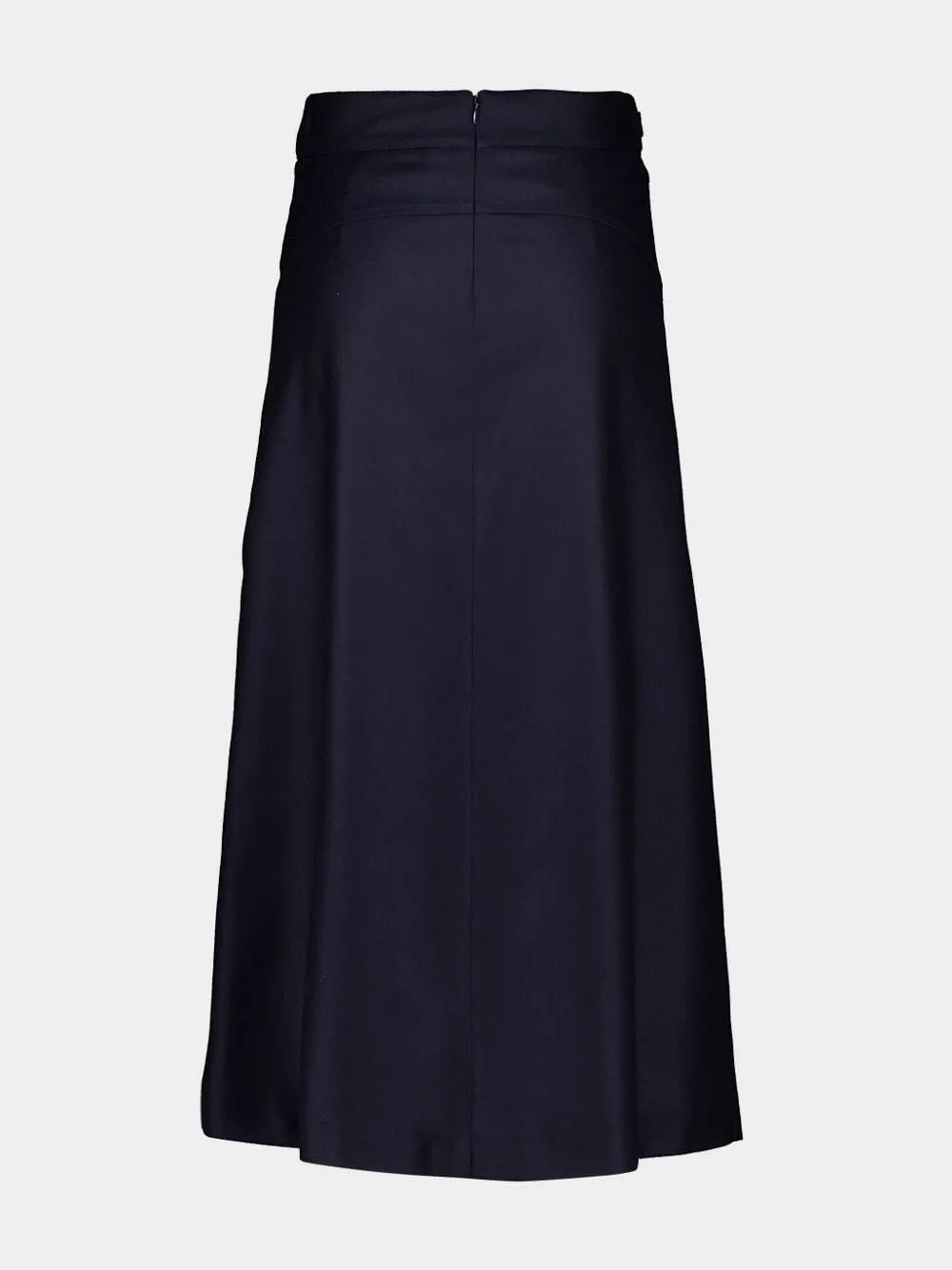 Blue Wesley Wool Midi Skirt