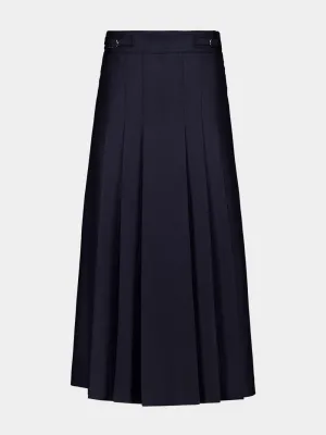 Blue Wesley Wool Midi Skirt