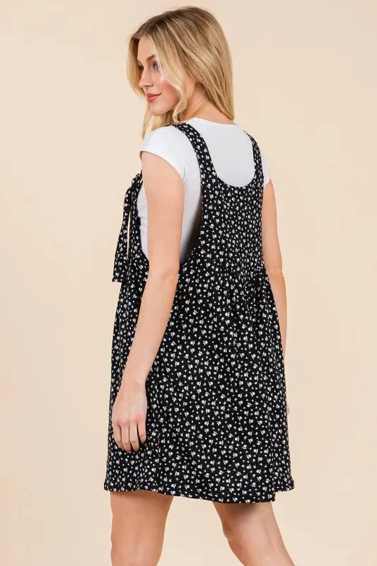 BOMBOM Floral Print Overalls with Pockets