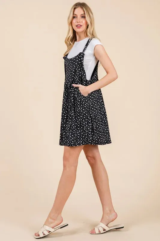 BOMBOM Floral Print Overalls with Pockets
