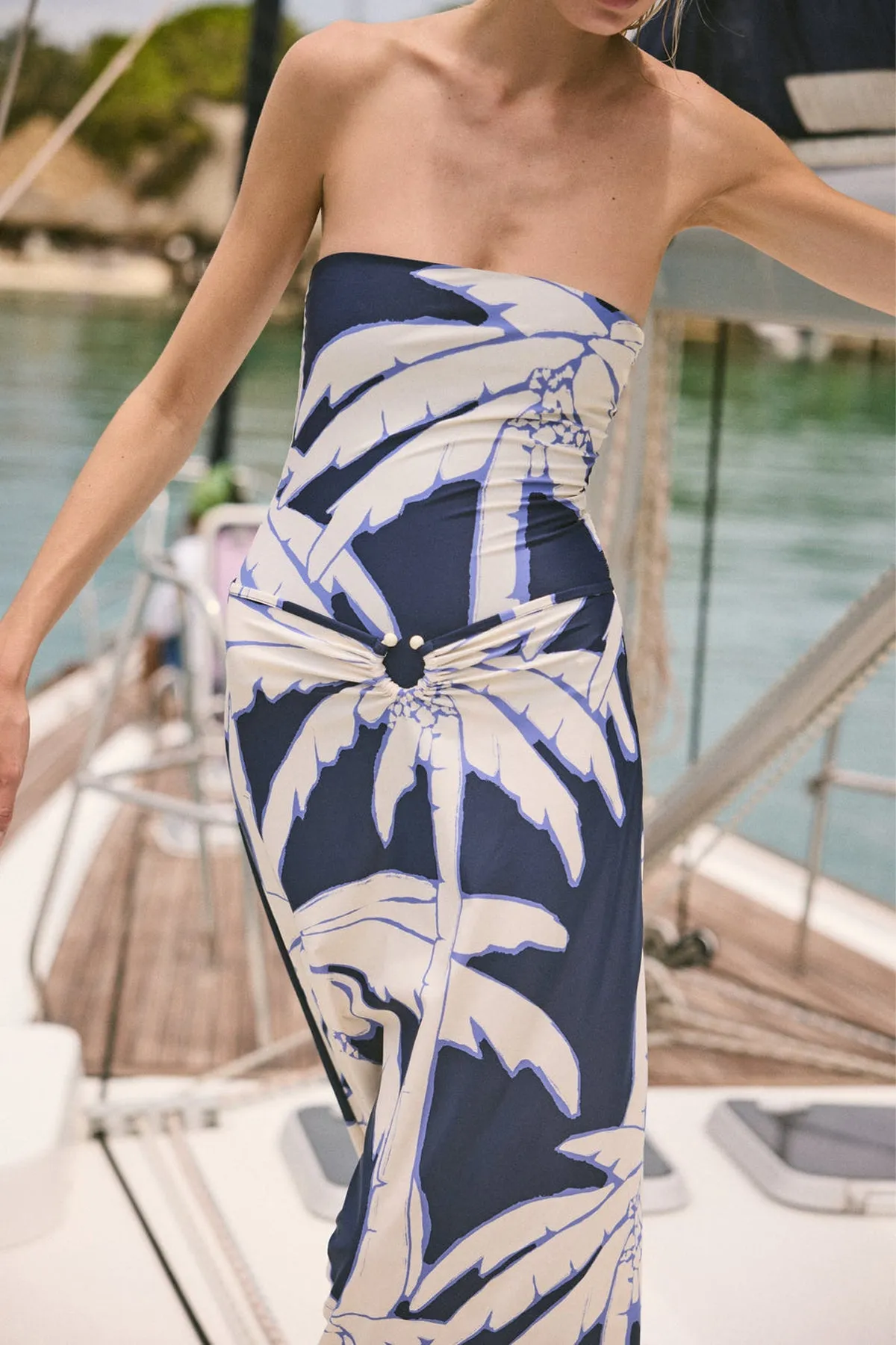 Breath Of Life Skirt in Swim Salty Palms Blue