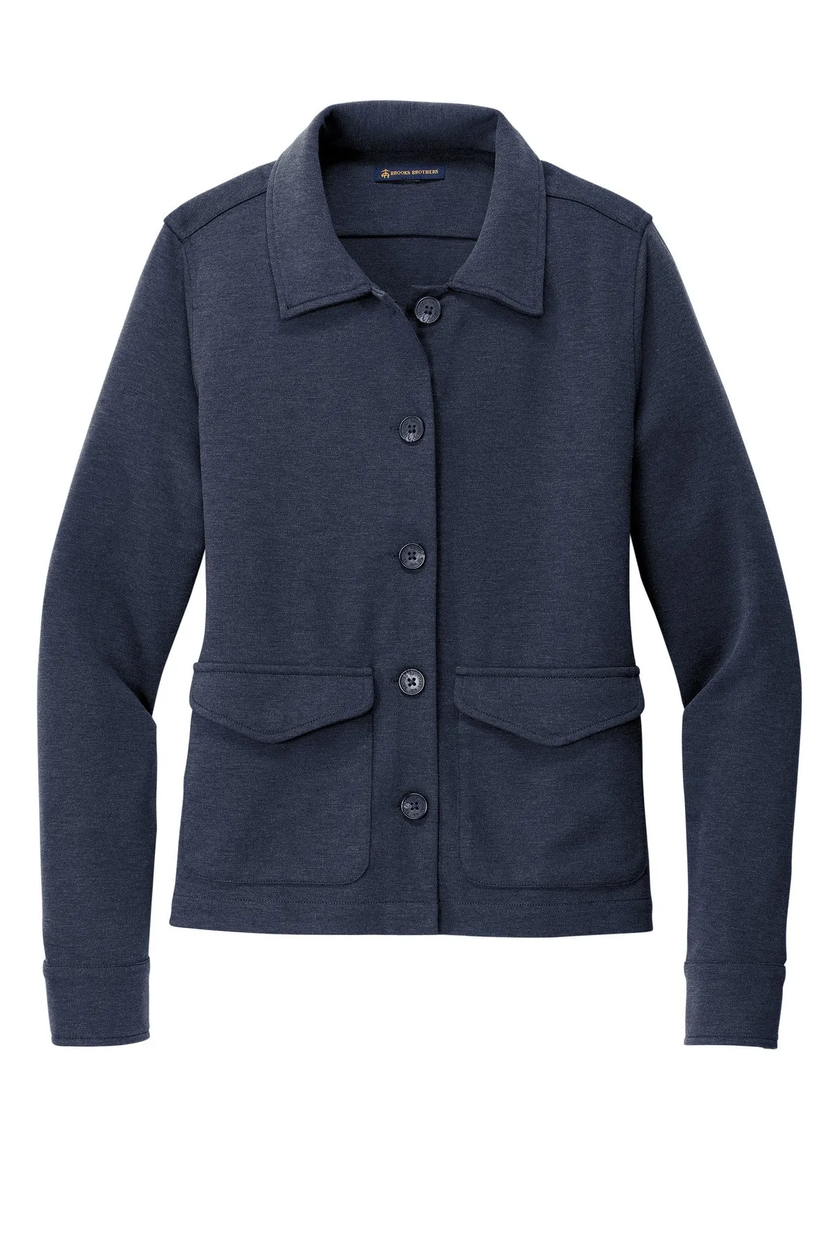 Brooks Brothers Women's Mid-Layer Stretch Button Jacket BB18205 Navy Blazer Heather