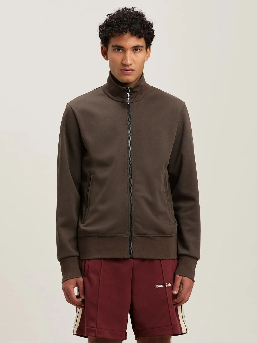 Brown Curved Logo Track Jacket