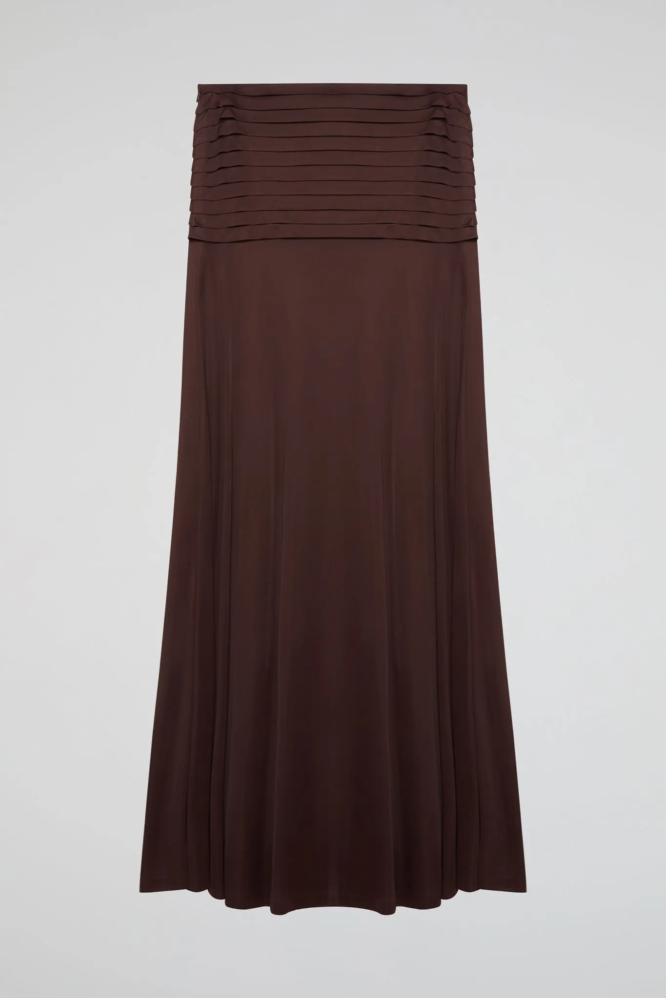 Brown Elegance Draped Maxi Skirt