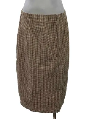 Brown Gingham Midi Skirt