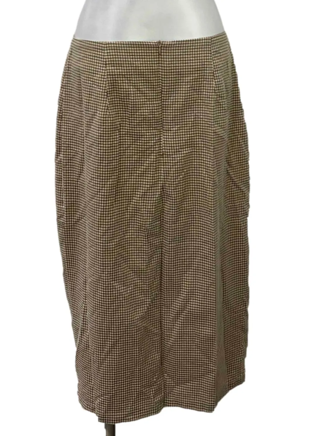 Brown Gingham Midi Skirt