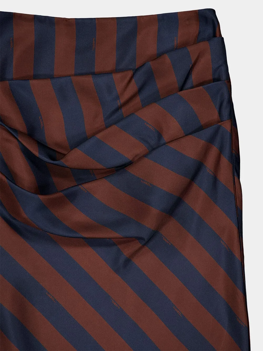 Brown Pequin Silk Midi Skirt