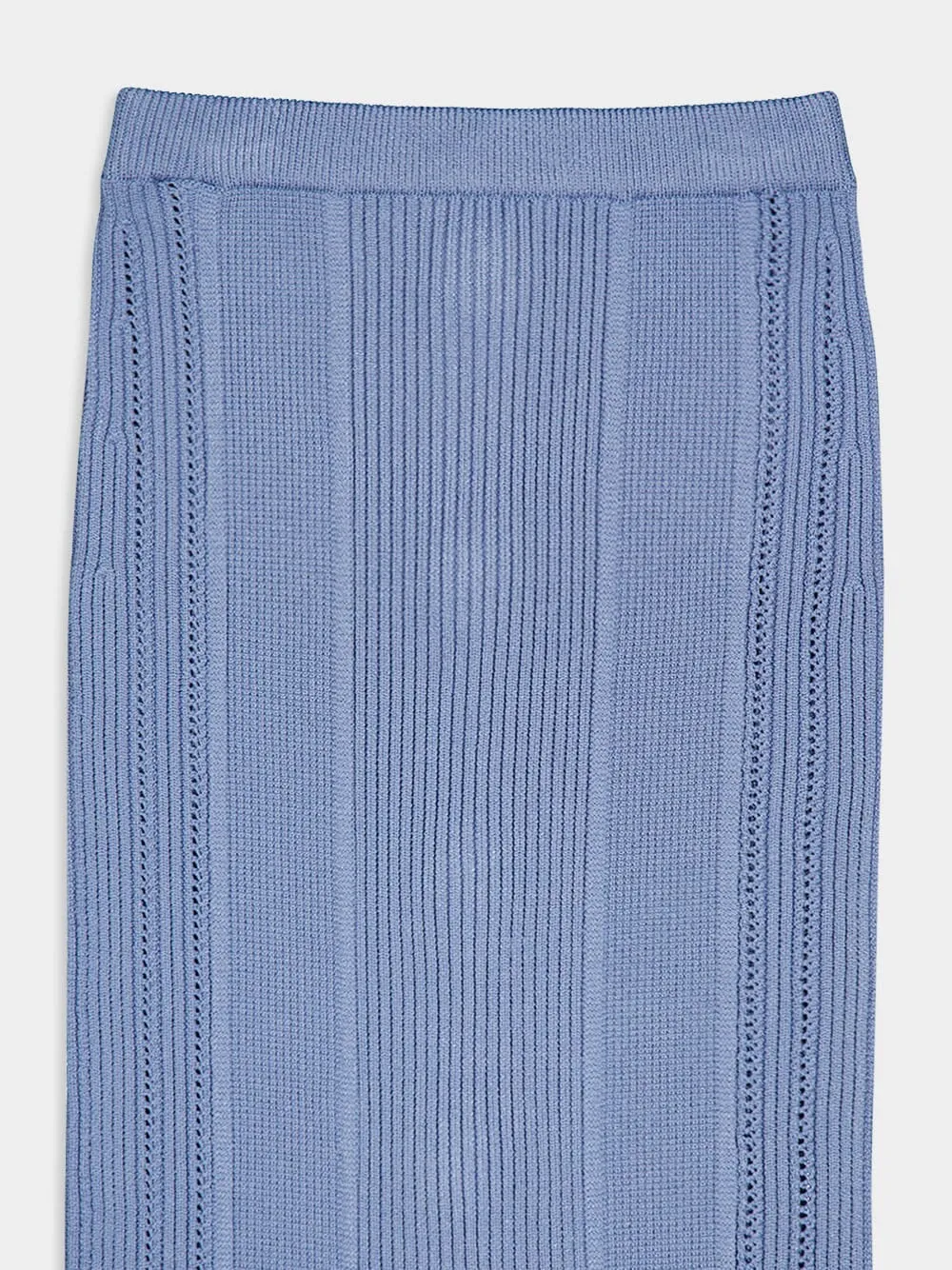 Buttoned Rib-Knit Midi Skirt