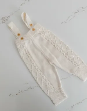 Cable Knit Overalls - Milk