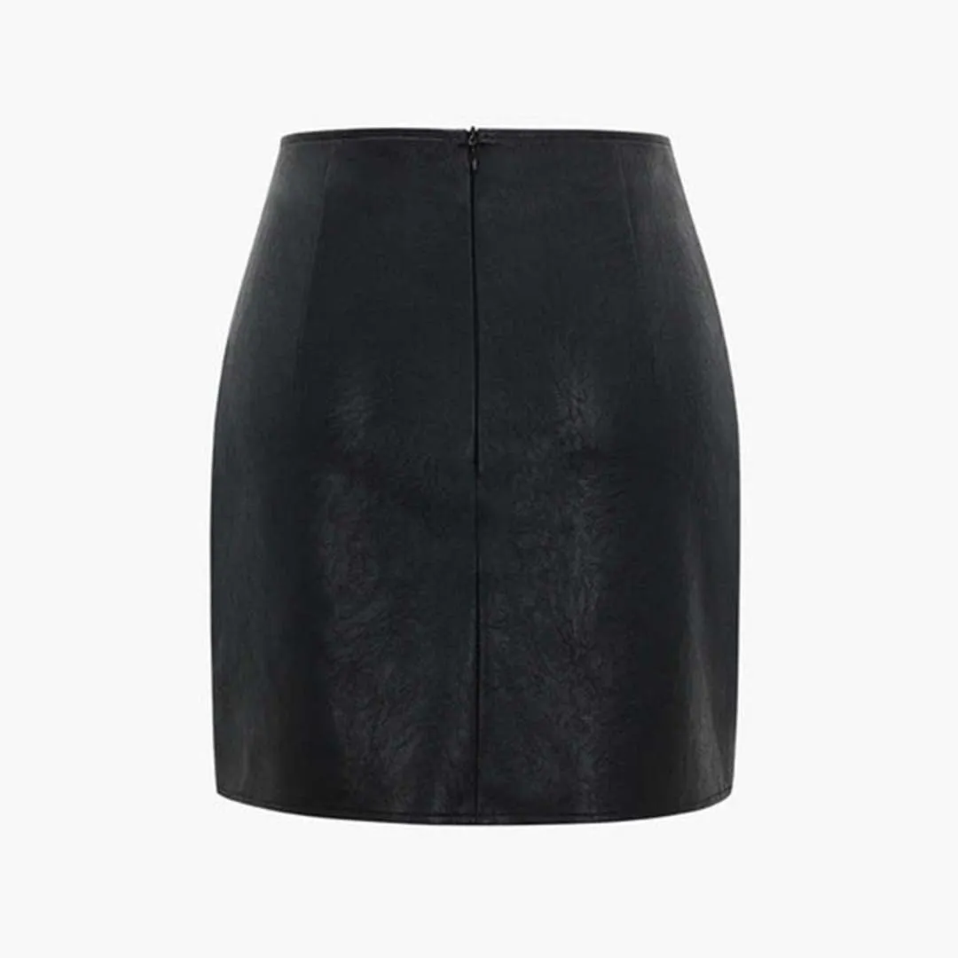 Calla™ | Faux Leather Patchwork Pleated Mini Skirt