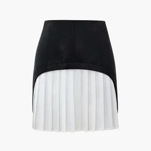 Calla™ | Faux Leather Patchwork Pleated Mini Skirt