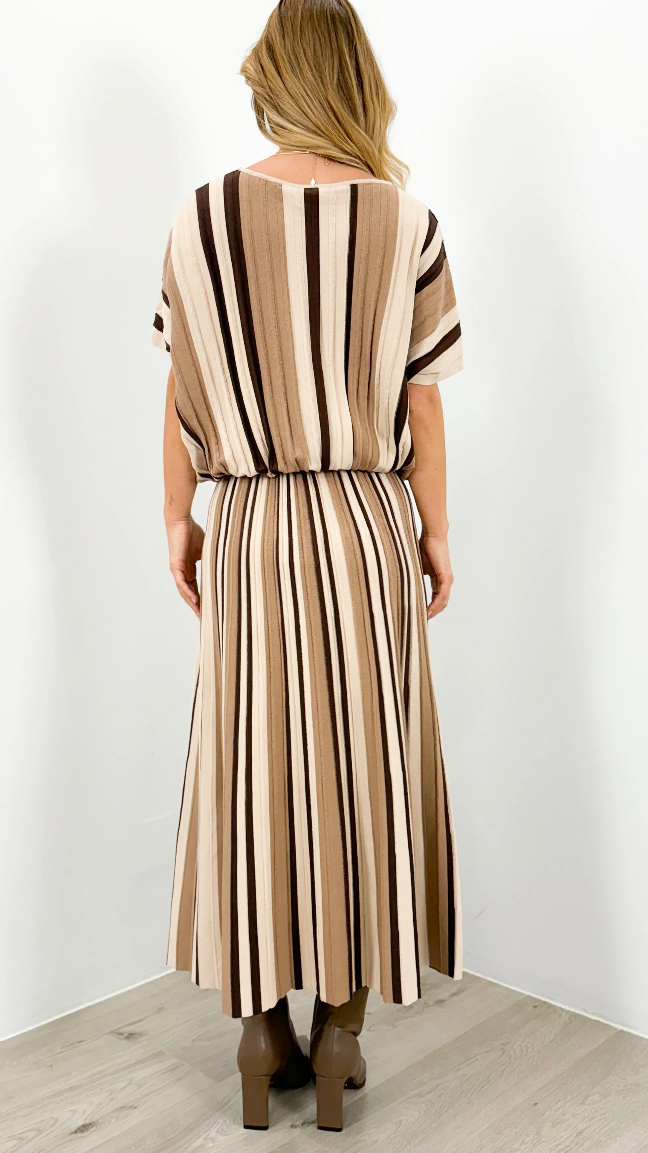 CAMBERWELL STRIPE KNIT PLEAT SKIRT - MULTI