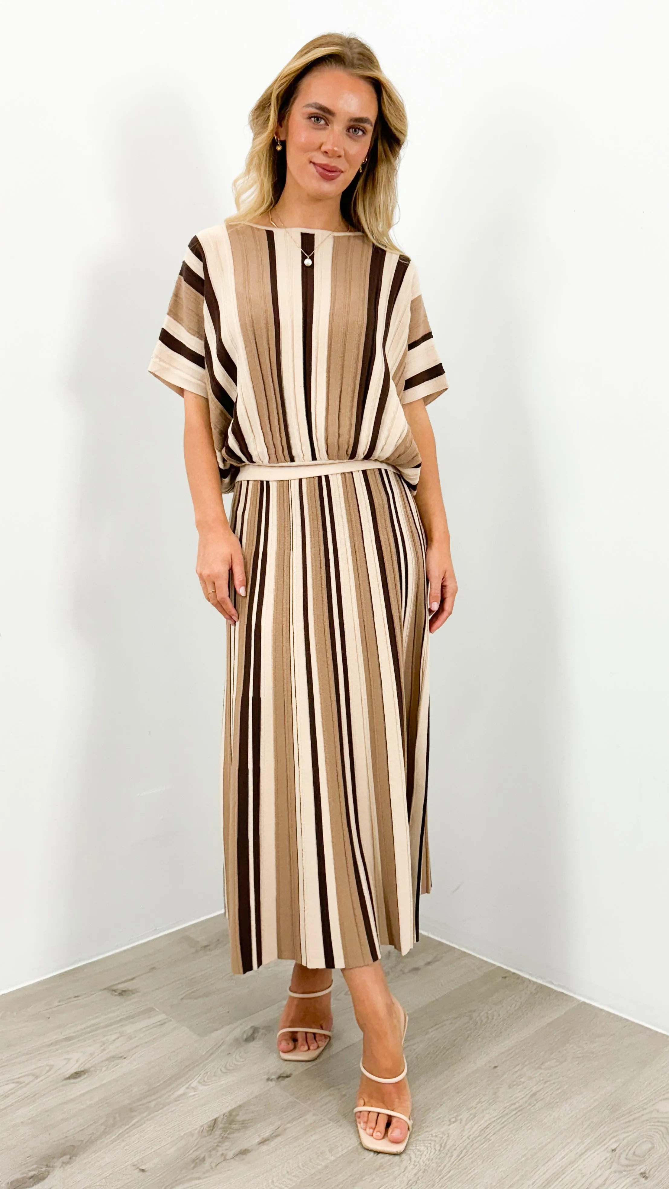 CAMBERWELL STRIPE KNIT PLEAT SKIRT - MULTI