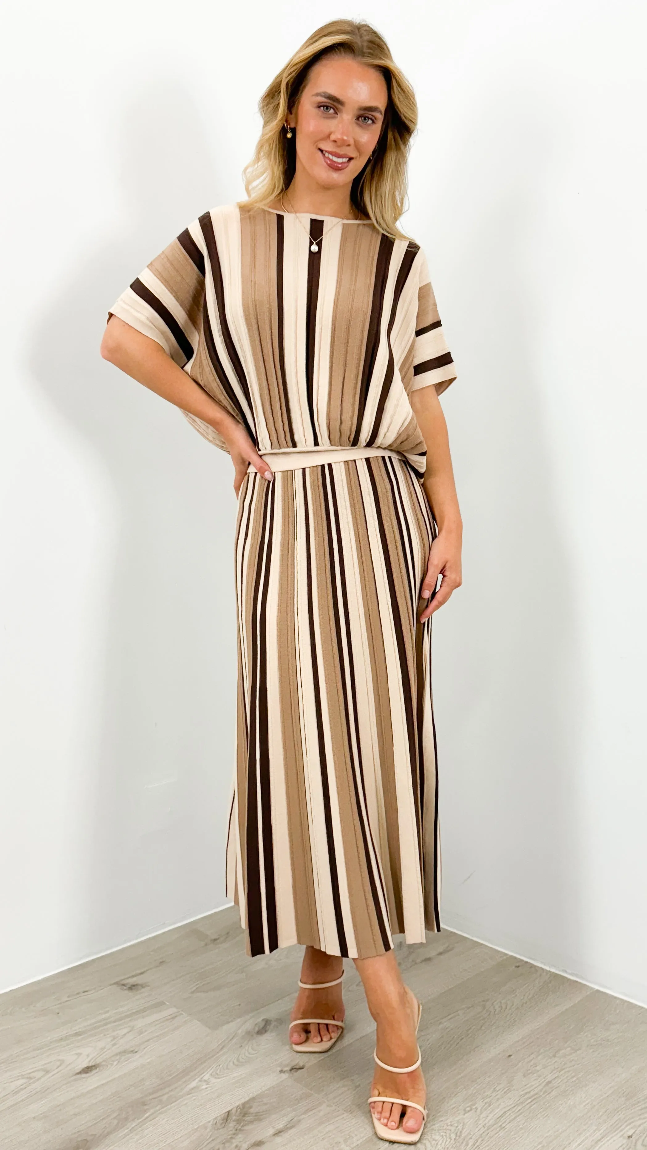 CAMBERWELL STRIPE KNIT PLEAT SKIRT - MULTI