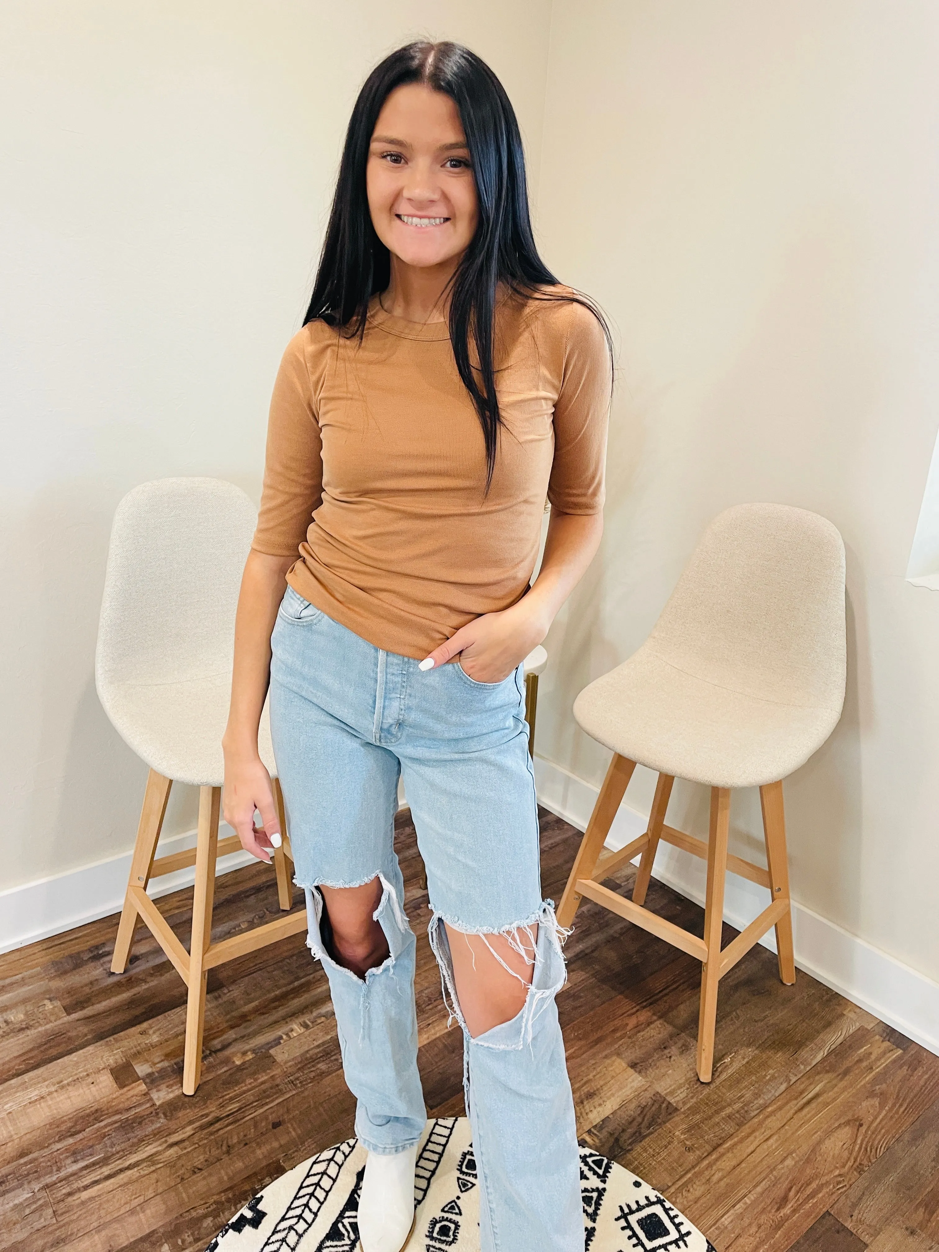 Camryn Ribbed Knit Tee