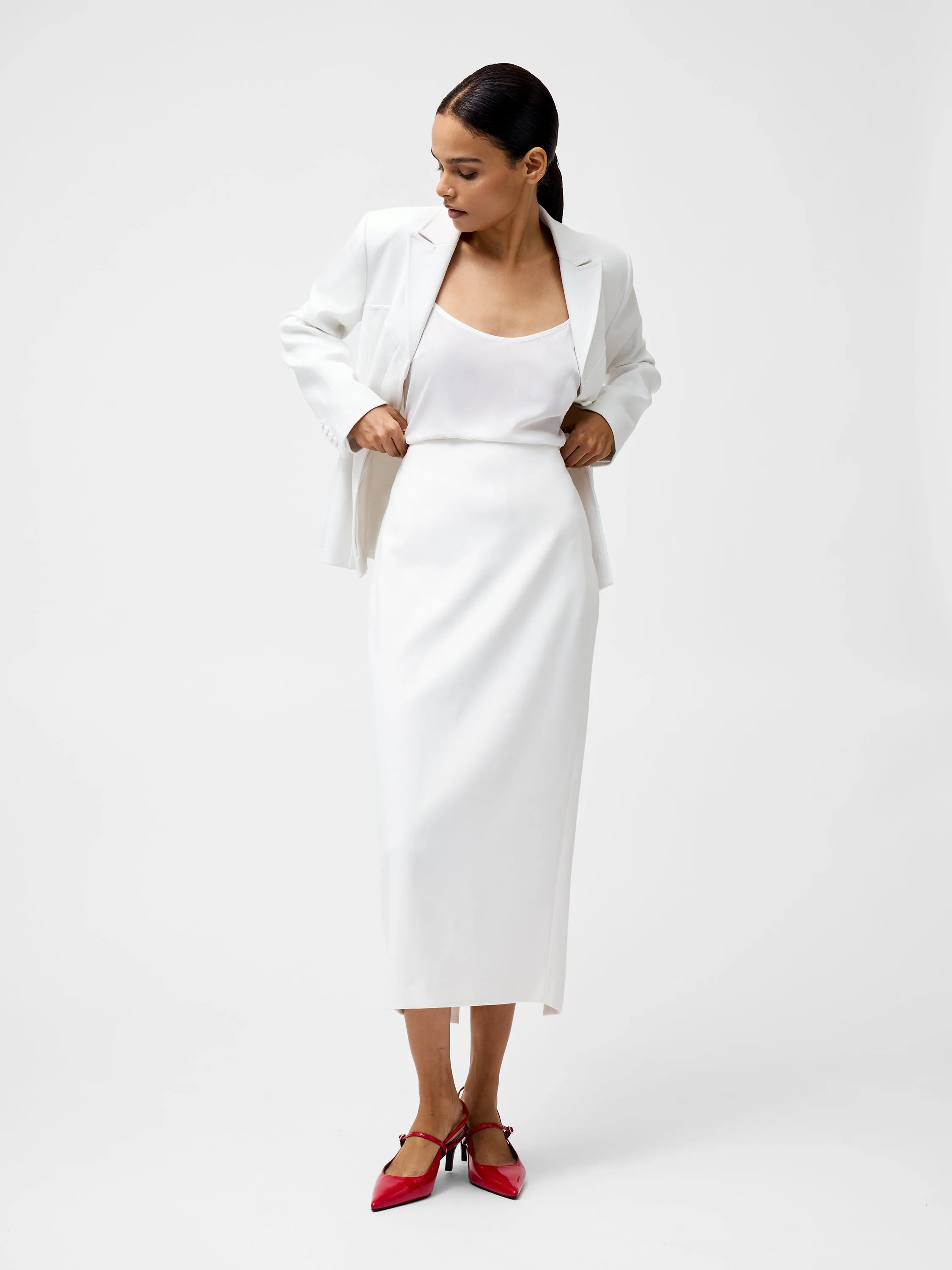 Cannes Twill Split Midi Skirt