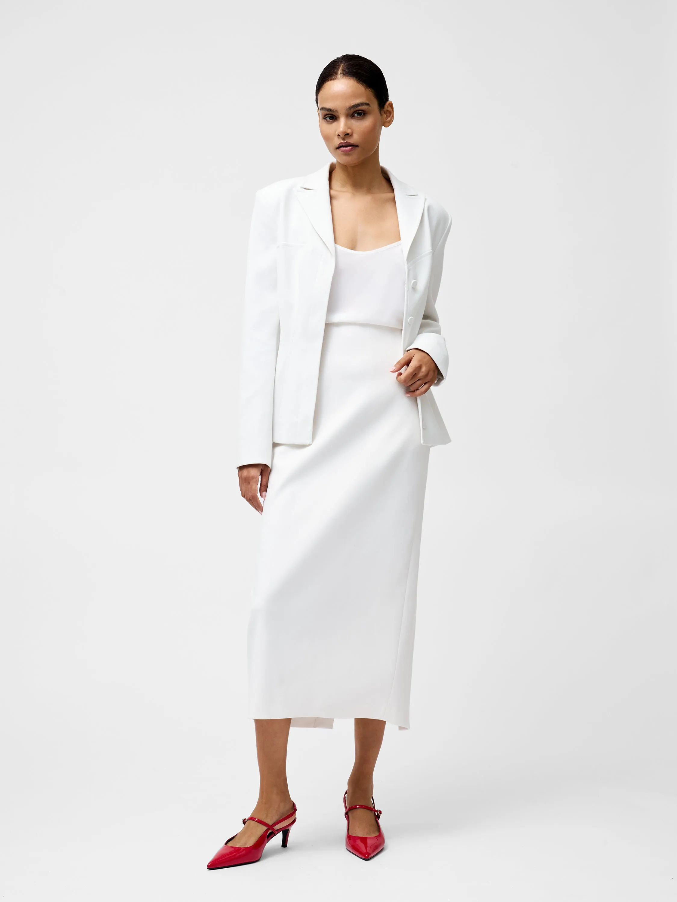 Cannes Twill Split Midi Skirt