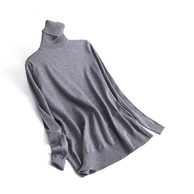 Cashmere Sweater Thin Basic Knitted Sweater Women Turtleneck Pullovers 2019 Autumn Winter Tops Female Jumpers