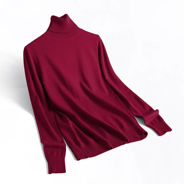 Cashmere Sweater Thin Basic Knitted Sweater Women Turtleneck Pullovers 2019 Autumn Winter Tops Female Jumpers
