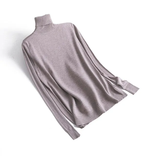 Cashmere Sweater Thin Basic Knitted Sweater Women Turtleneck Pullovers 2019 Autumn Winter Tops Female Jumpers