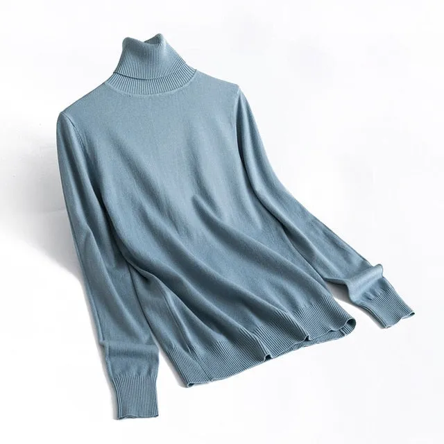 Cashmere Sweater Thin Basic Knitted Sweater Women Turtleneck Pullovers 2019 Autumn Winter Tops Female Jumpers