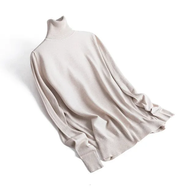 Cashmere Sweater Thin Basic Knitted Sweater Women Turtleneck Pullovers 2019 Autumn Winter Tops Female Jumpers