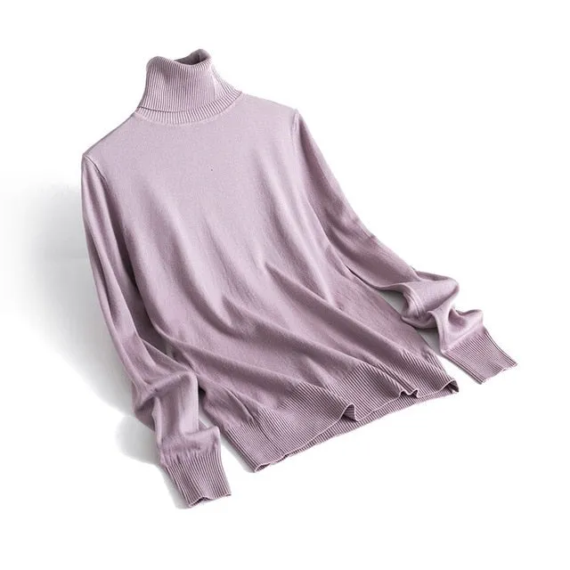 Cashmere Sweater Thin Basic Knitted Sweater Women Turtleneck Pullovers 2019 Autumn Winter Tops Female Jumpers