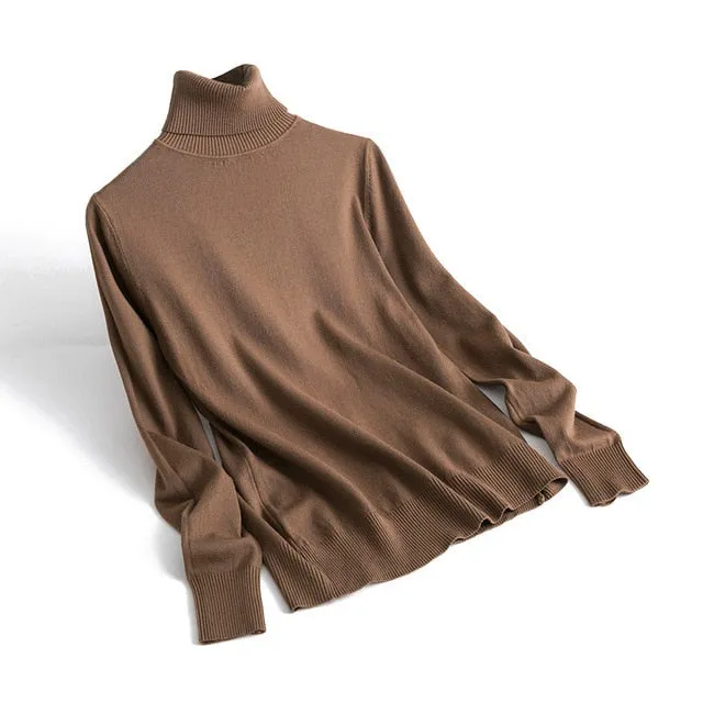 Cashmere Sweater Thin Basic Knitted Sweater Women Turtleneck Pullovers 2019 Autumn Winter Tops Female Jumpers
