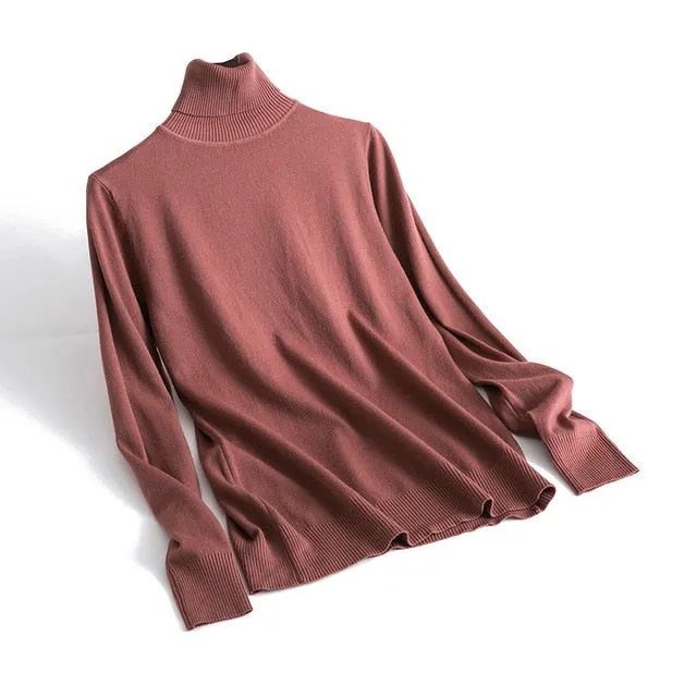 Cashmere Sweater Thin Basic Knitted Sweater Women Turtleneck Pullovers 2019 Autumn Winter Tops Female Jumpers
