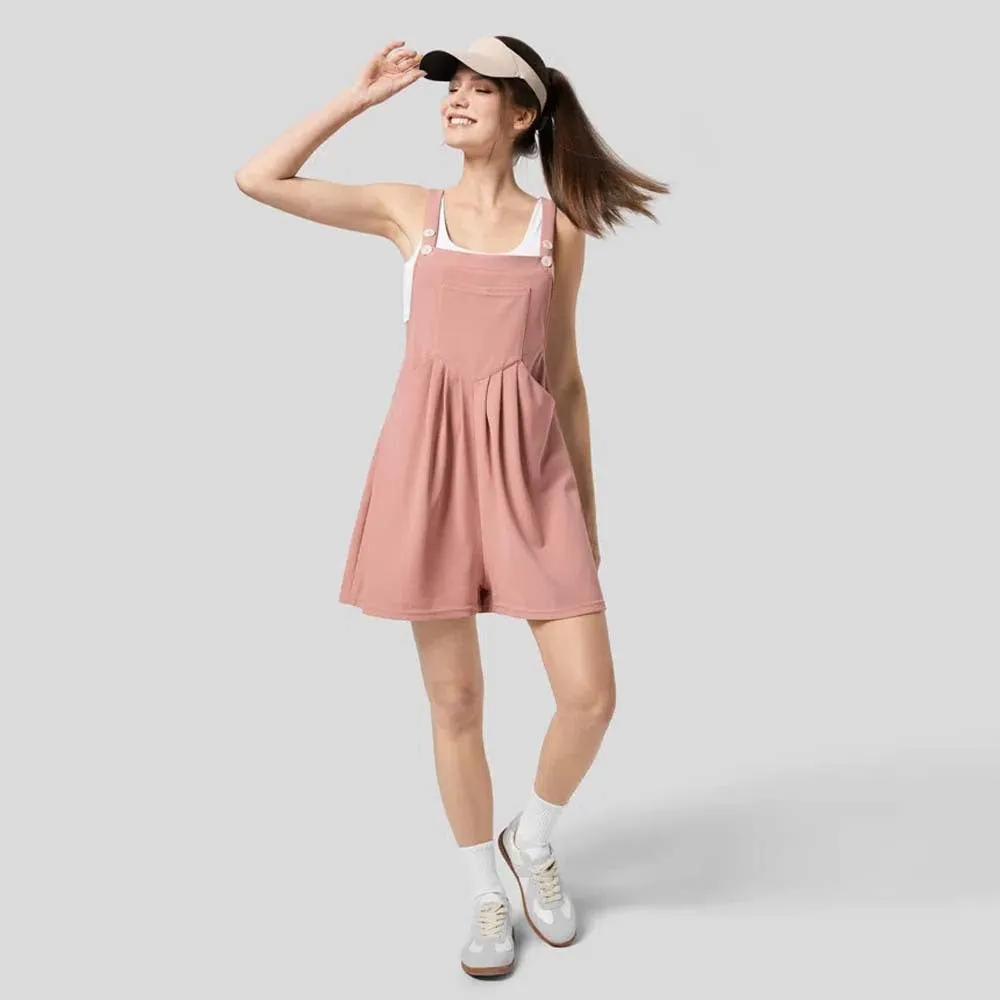 Casual Knitted Front Pleated Loose Fitting Overalls