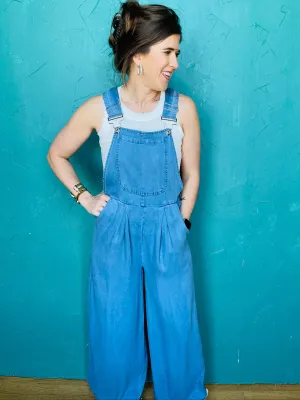 Chambray Wide Leg Overalls