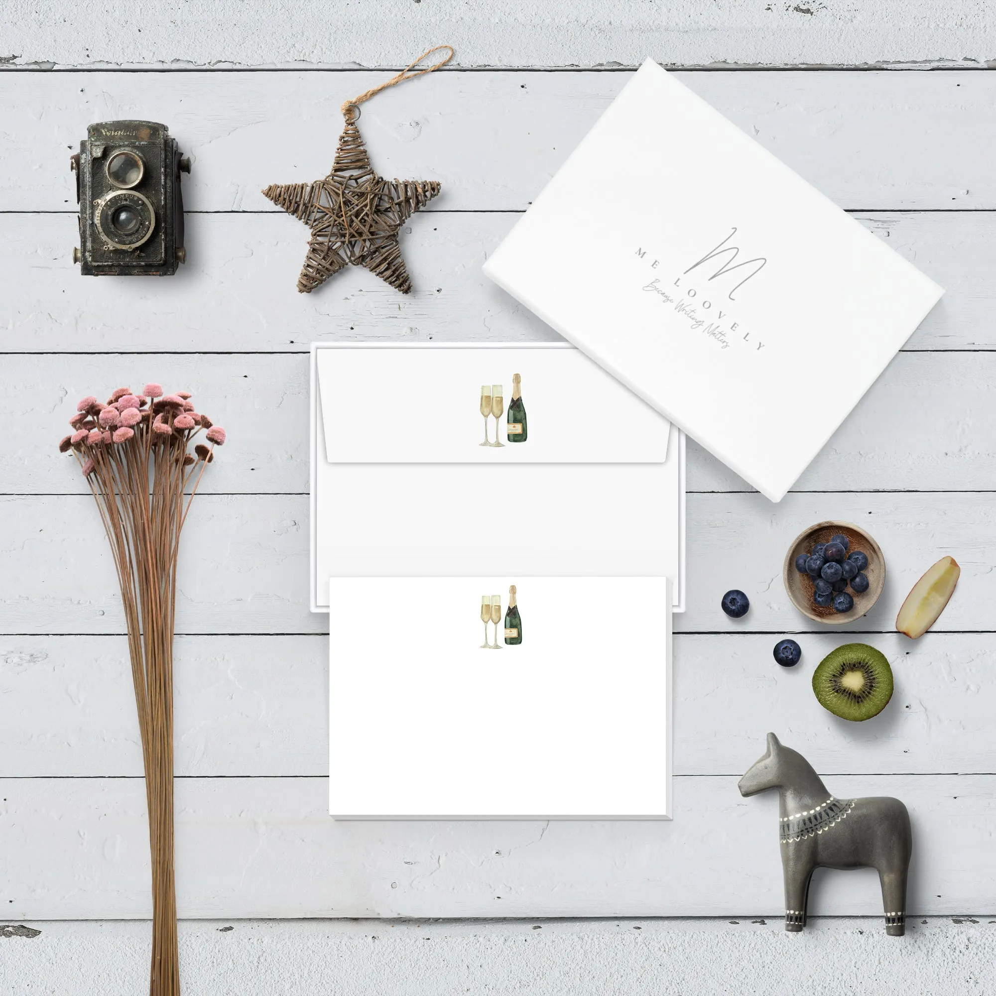 Champagne Celebration Flat Notecard Set