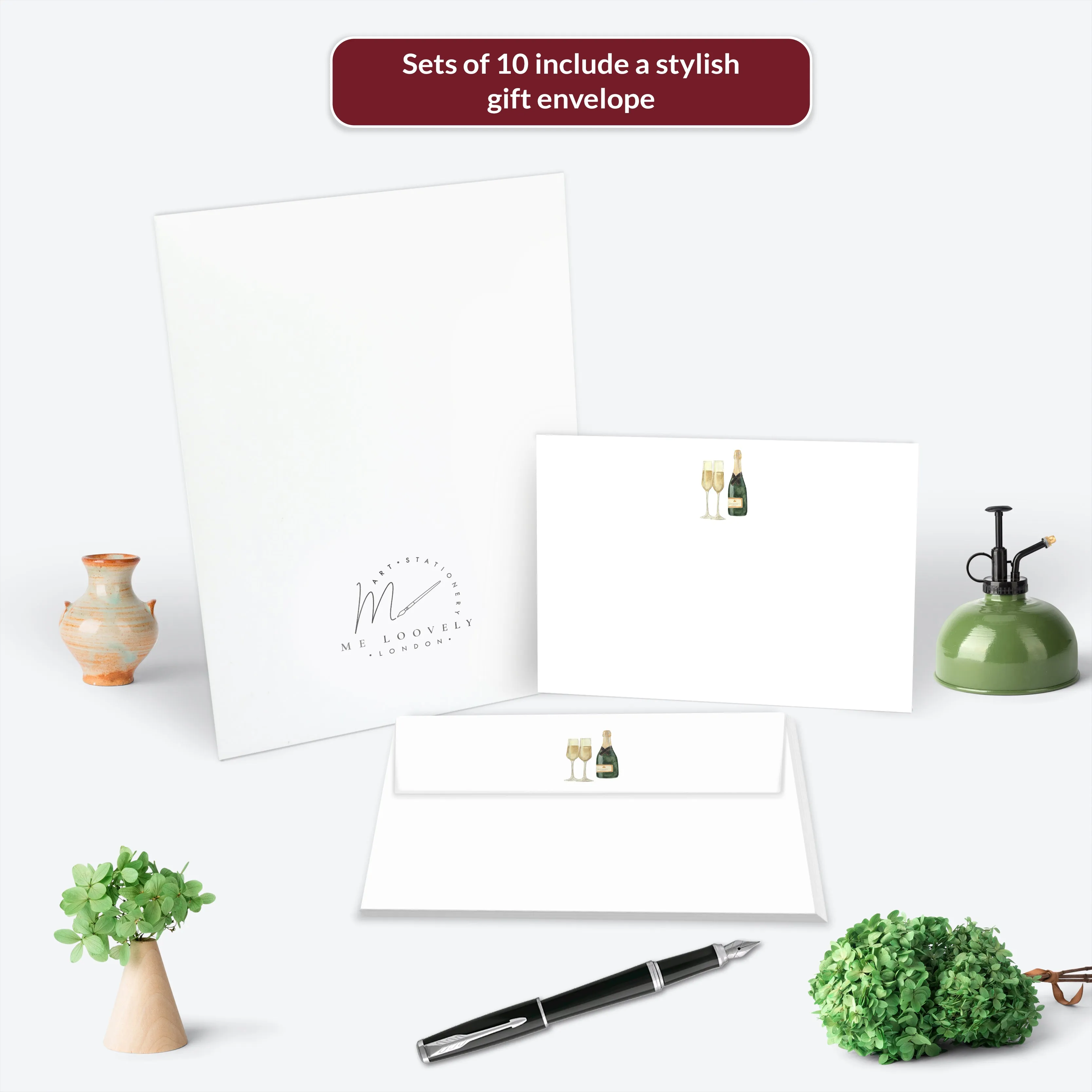 Champagne Celebration Flat Notecard Set