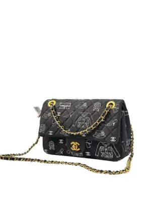 Chanel Classic Flap Bag – Icon Sketch Print Edition 🖤✨ ( without box)