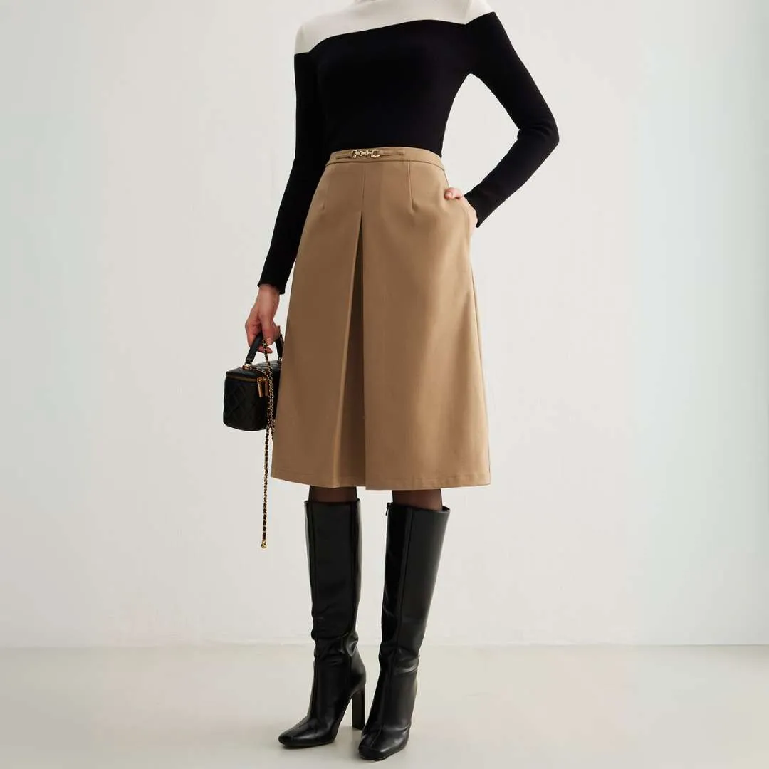 Charlize™ | Magnet Closure Pockets Pleated Skirt