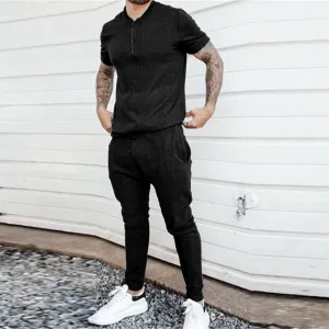 Chic Men's Slim Fit Leisurewear Set with Pockets