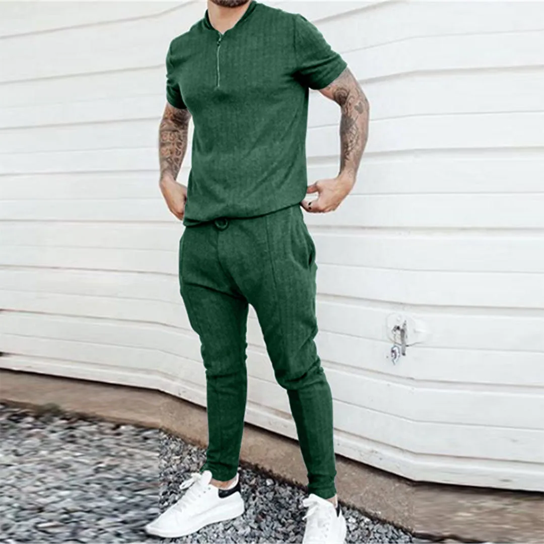 Chic Men's Slim Fit Leisurewear Set with Pockets