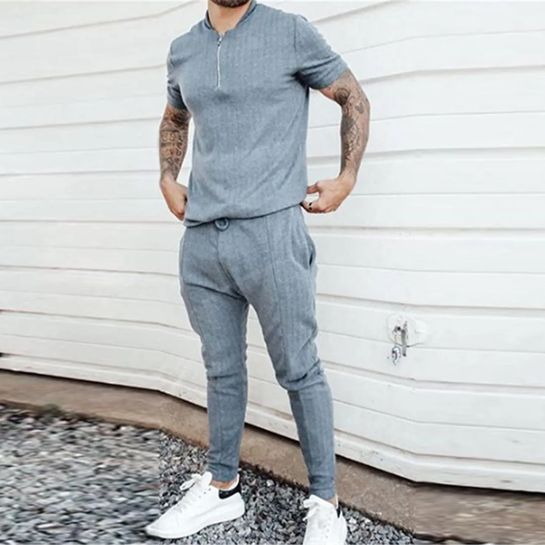 Chic Men's Slim Fit Leisurewear Set with Pockets