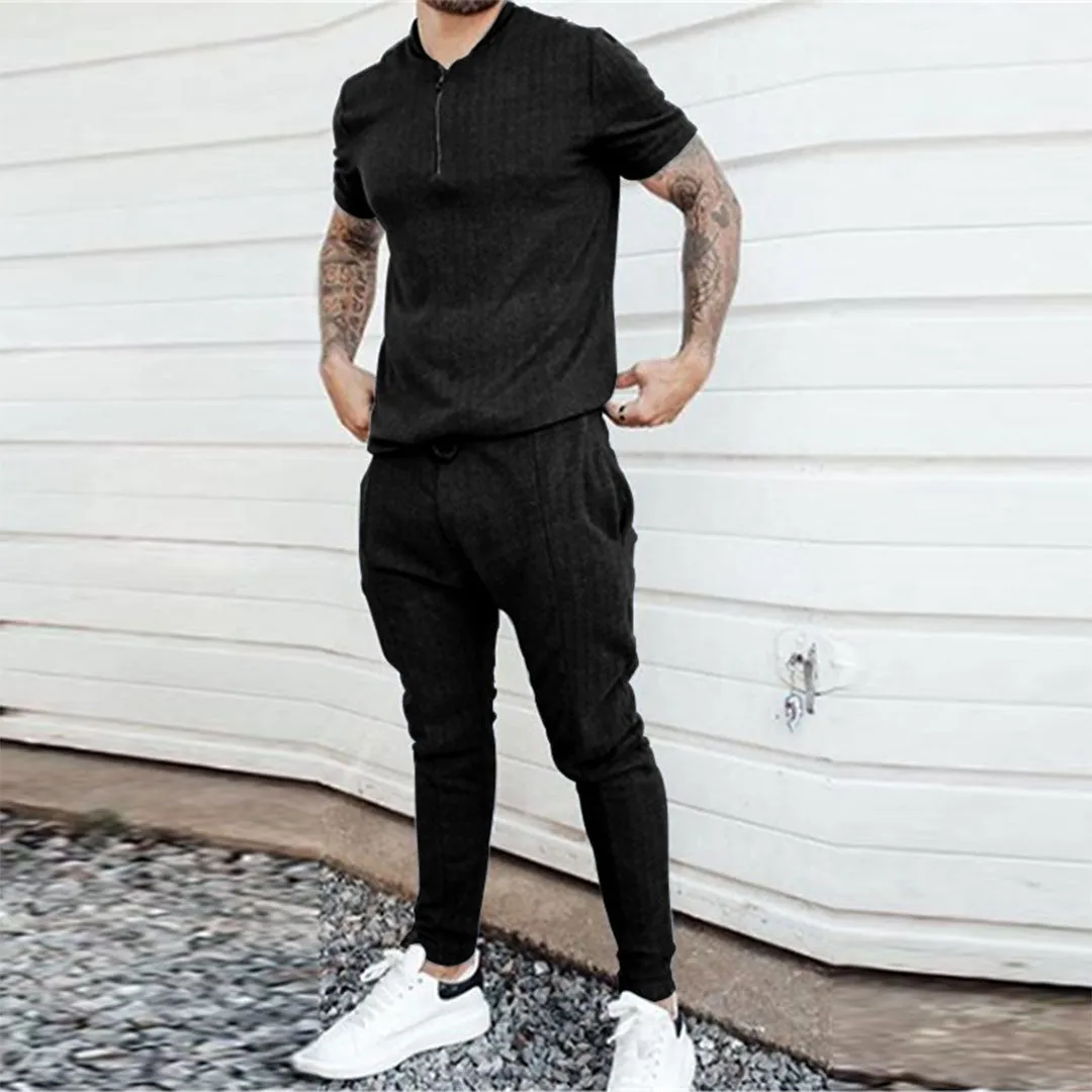 Chic Men's Slim Fit Leisurewear Set with Pockets