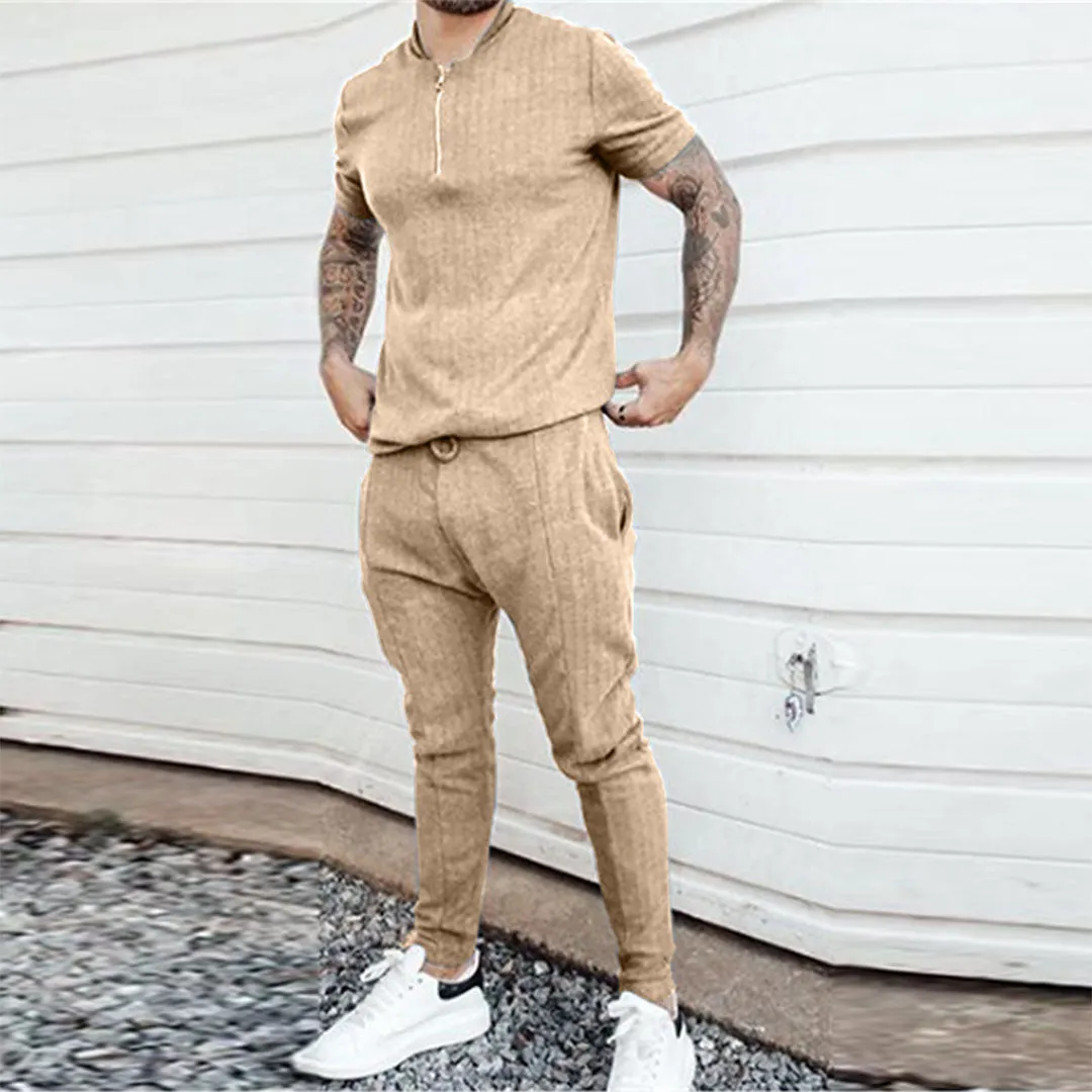 Chic Men's Slim Fit Leisurewear Set with Pockets