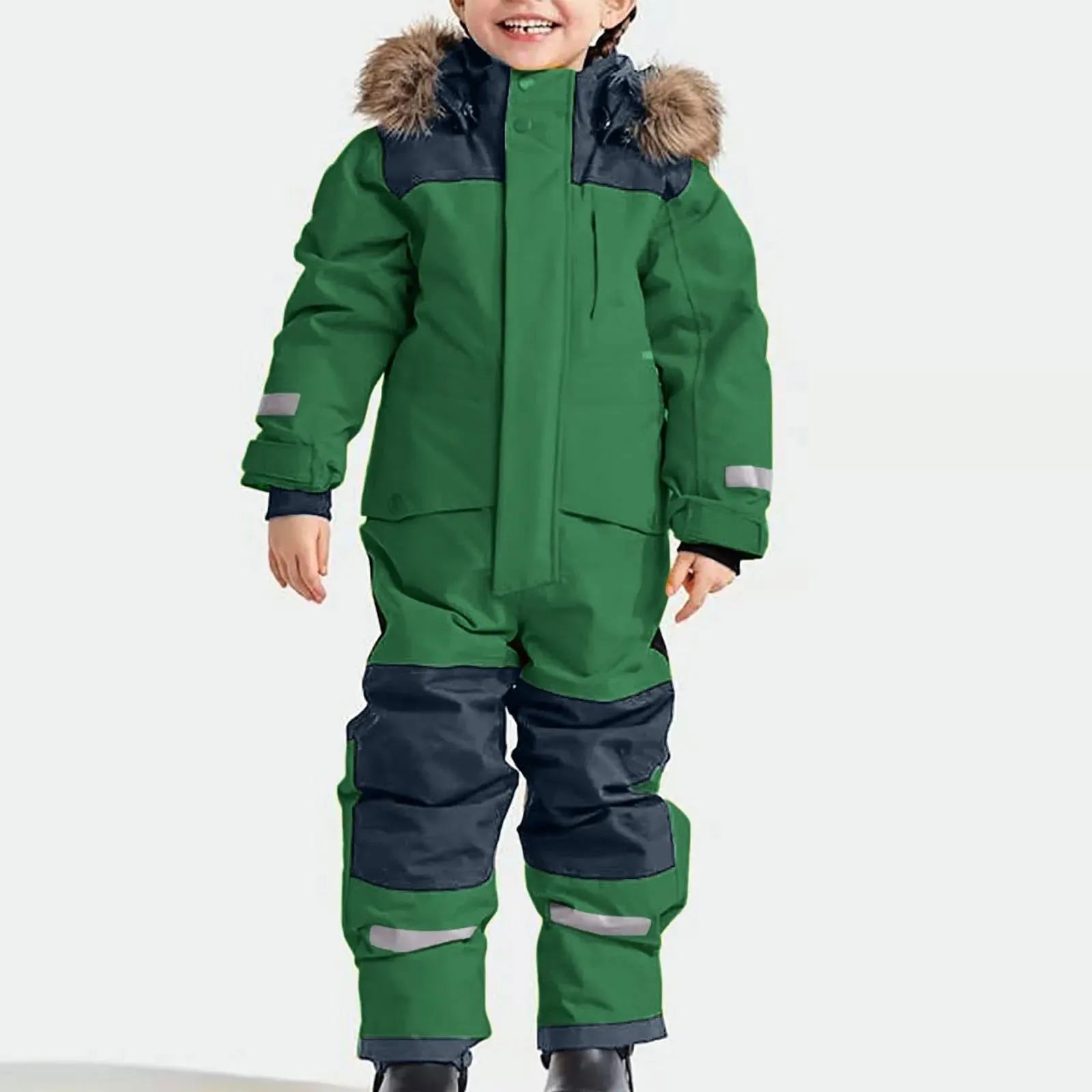 Children Snowsuits Ski Jumpsuit Ski Suit Boys Girls Winter Warm Outdoor Fleece Overalls Windproof Kids Skiing Snowboarding Suit