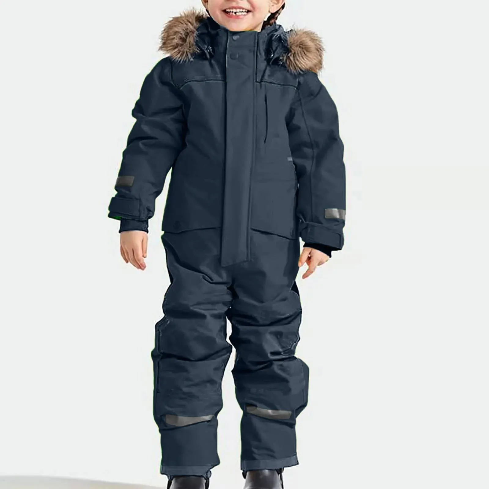 Children Snowsuits Ski Jumpsuit Ski Suit Boys Girls Winter Warm Outdoor Fleece Overalls Windproof Kids Skiing Snowboarding Suit