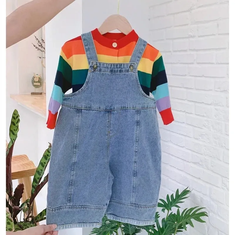 Children's Loose Denim Overalls