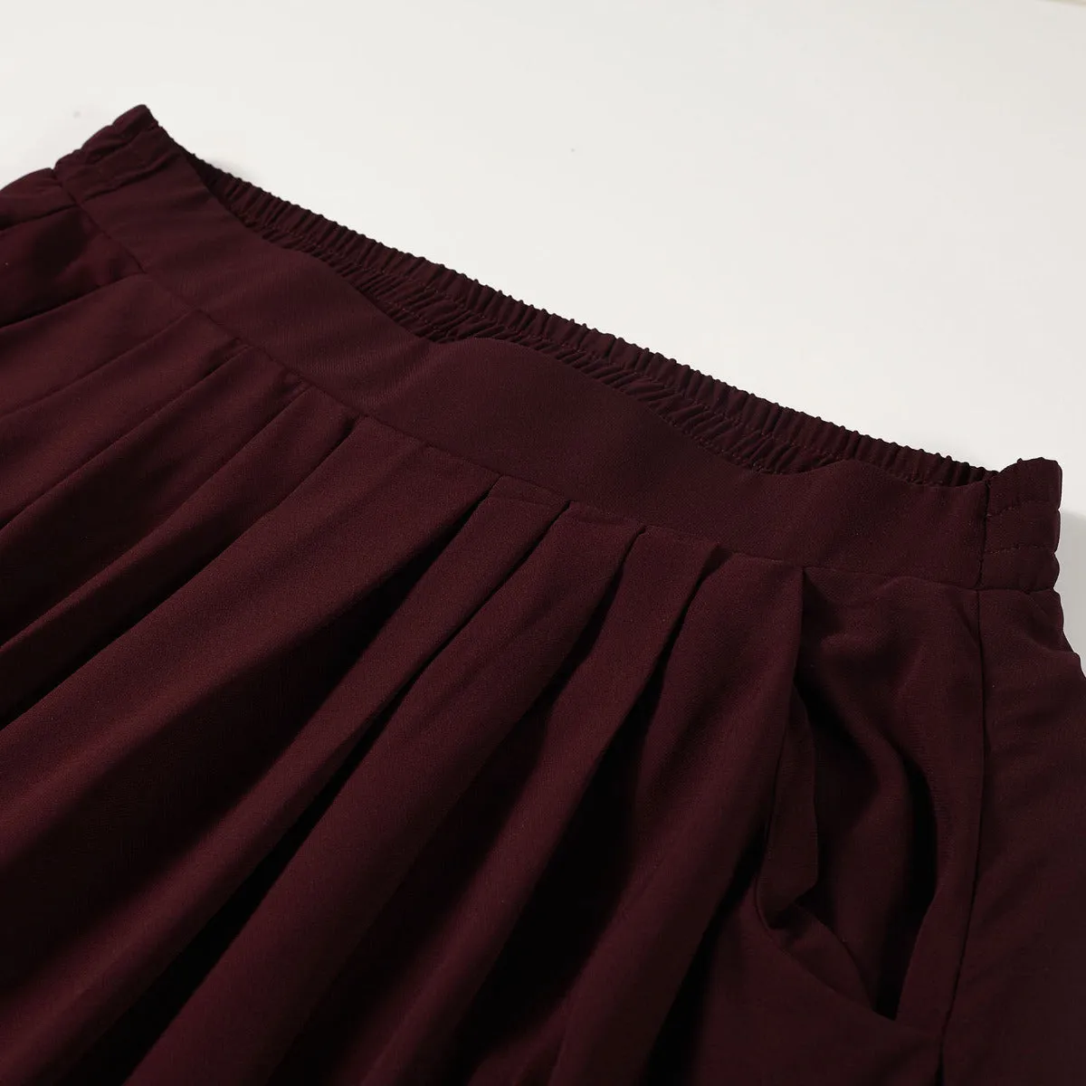 Classic Cocoa Pleated Chiffon Maxi Skirt