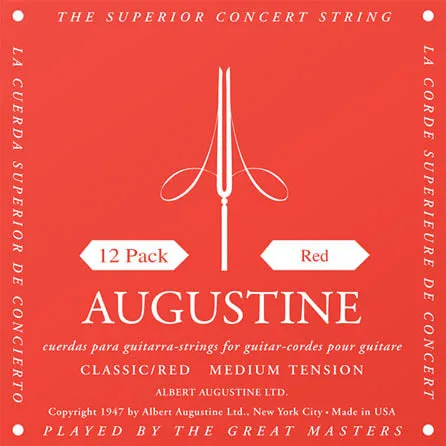 Classic/Red - Medium Tension Nylon Guitar Strings (12 Packs of All 6 Strings)